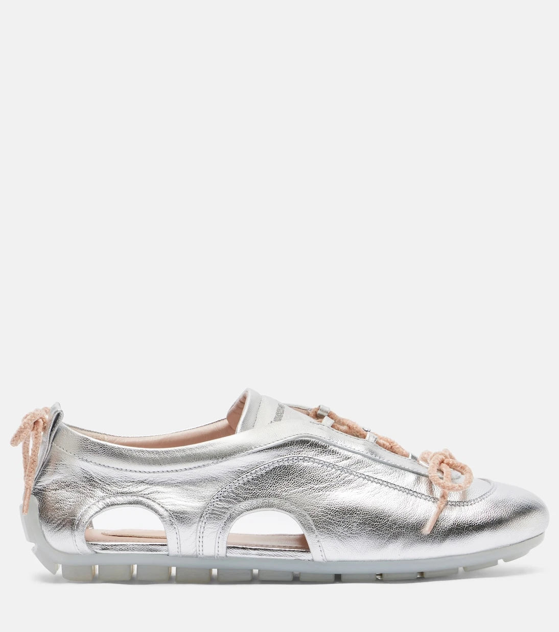 Simone Rocha - Cutout metallic leather sneakers