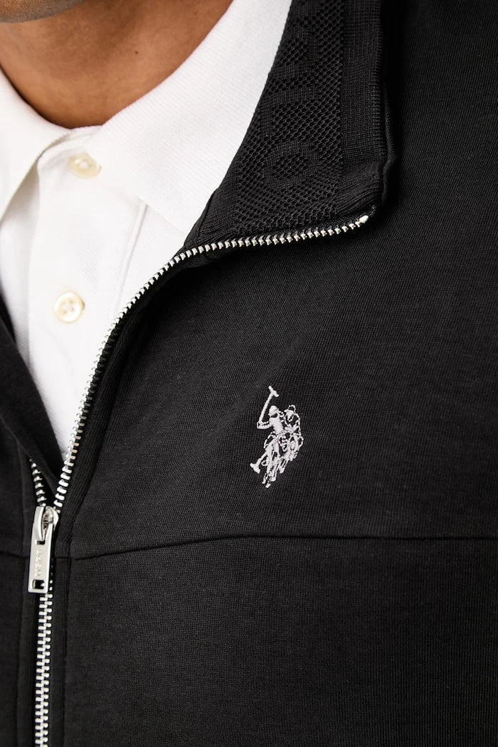 U.S. Polo Assn. pamuklu erkek fermuarlı sweatshirt LUXE DHM ZIP THROUGH FUNNEL