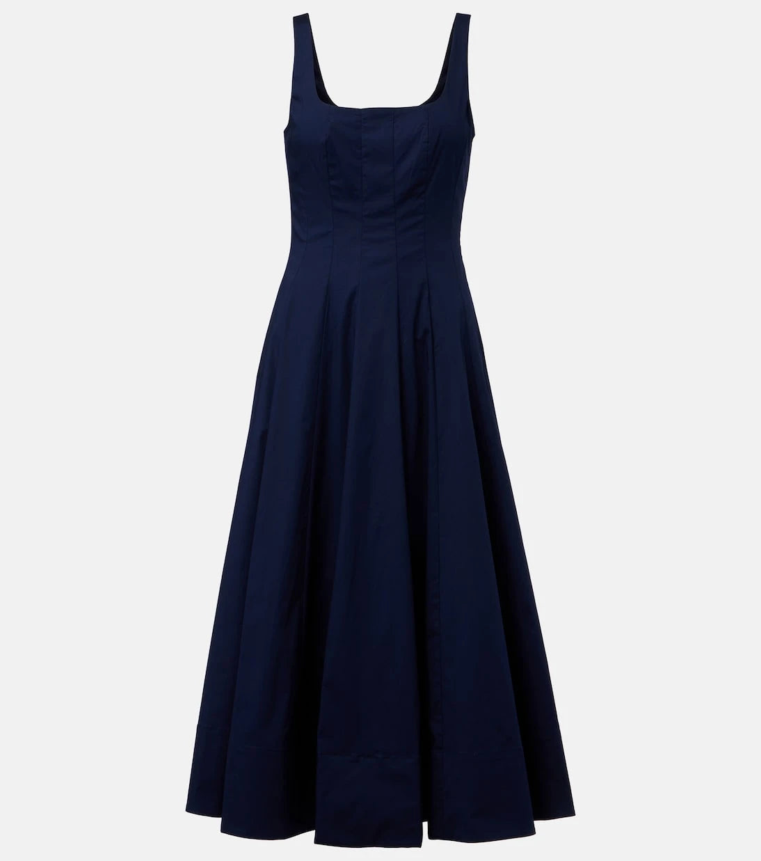 Staud - Wells pleated cotton midi dress