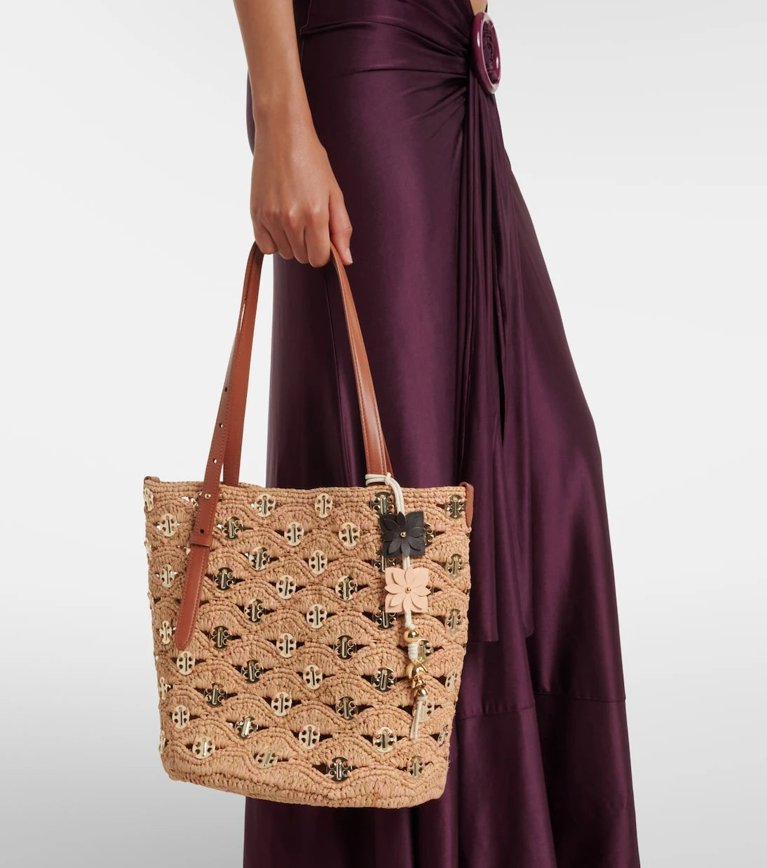 Rabanne - Small embellished raffia tote bag