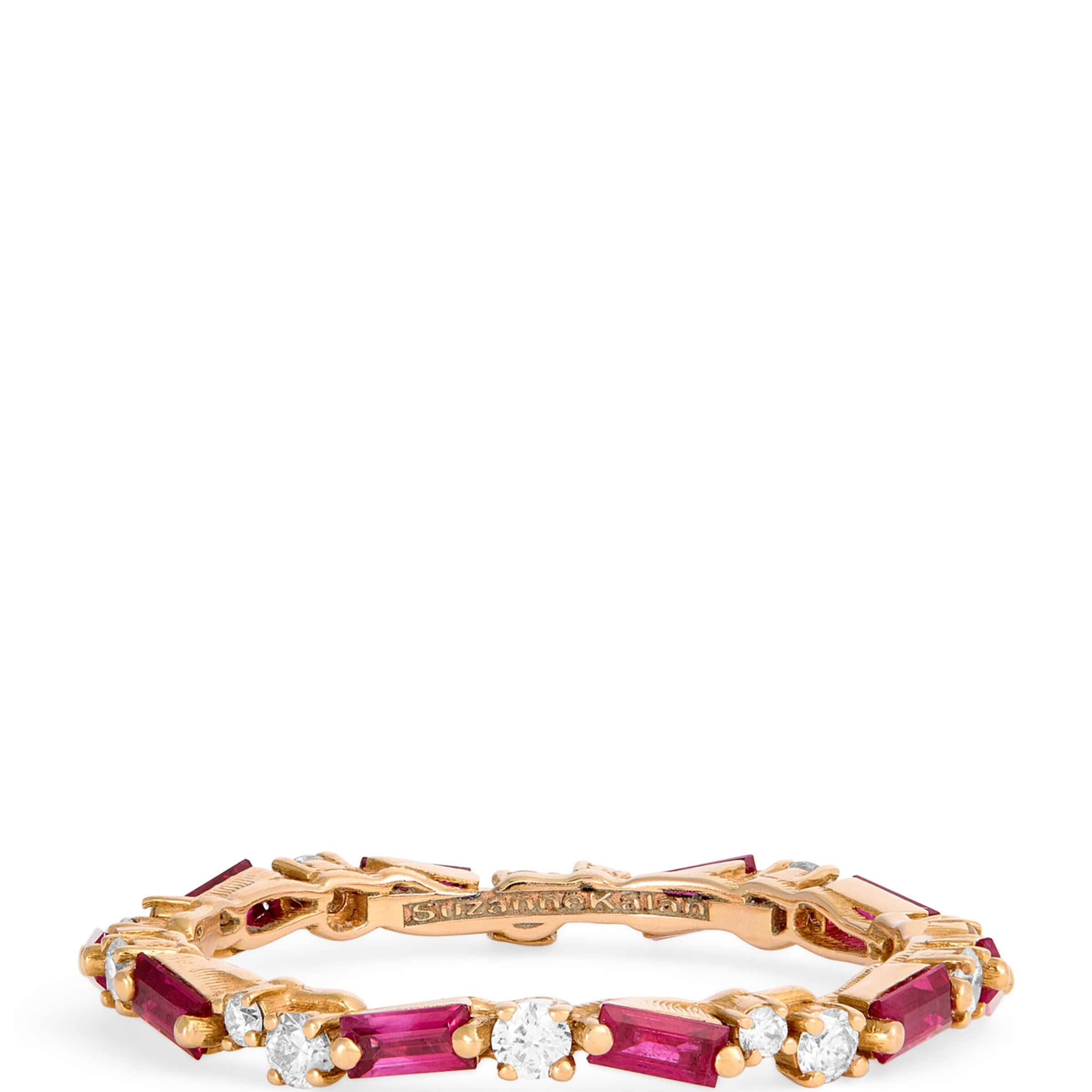 Rose Gold, Diamond and Ruby Thin Mix Eternity Ring