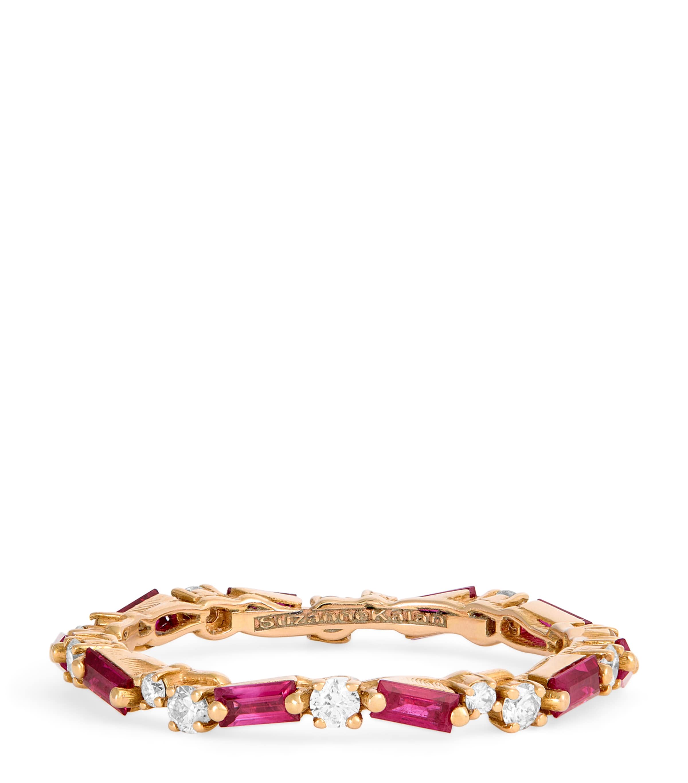 Rose Gold, Diamond and Ruby Thin Mix Eternity Ring
