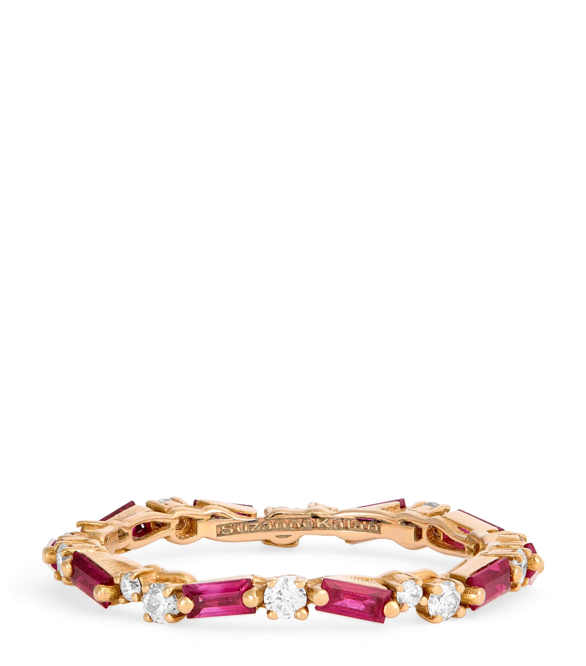 Rose Gold, Diamond and Ruby Thin Mix Eternity Ring