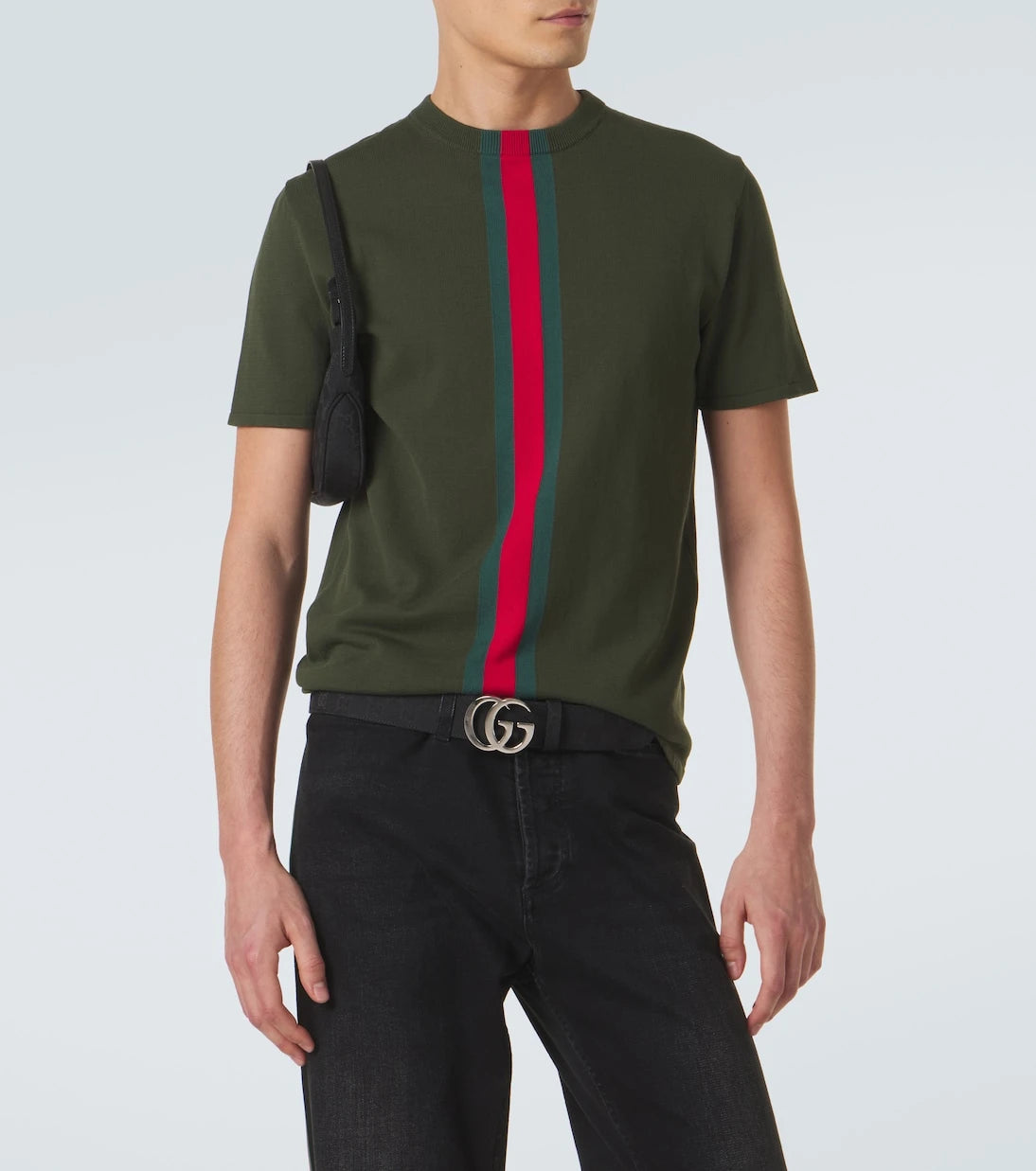 Gucci - Web Stripe knitted cotton T-shirt