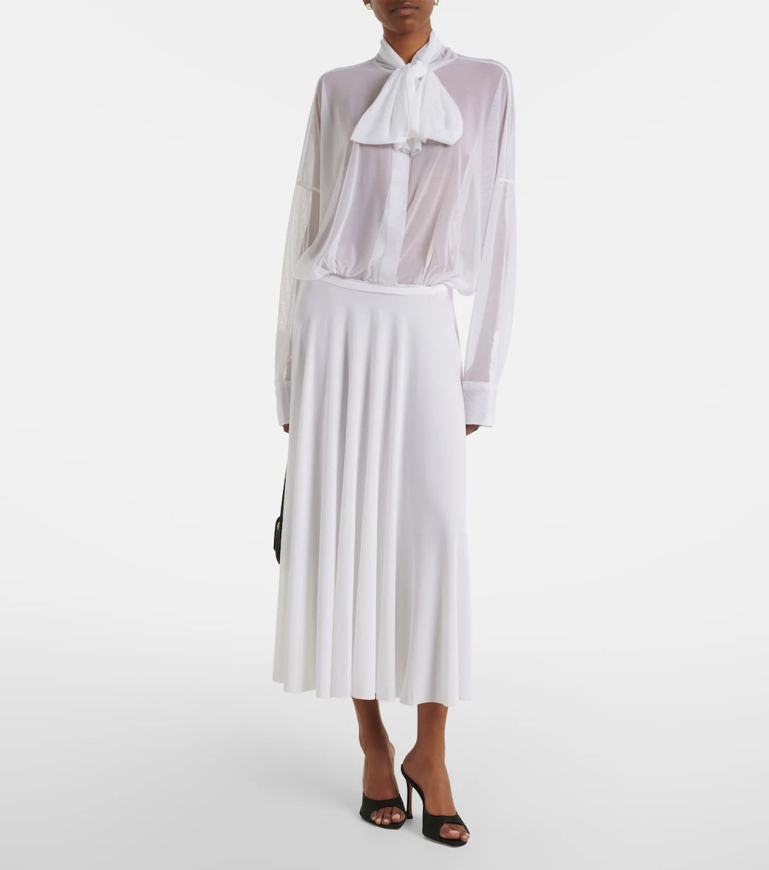 Norma Kamali - Pleated jersey midi skirt