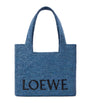 LOEWE Blue x Paula's Ibiza Medium Raffia Font Tote Bag