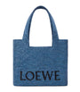 LOEWE Blue x Paula's Ibiza Medium Raffia Font Tote Bag