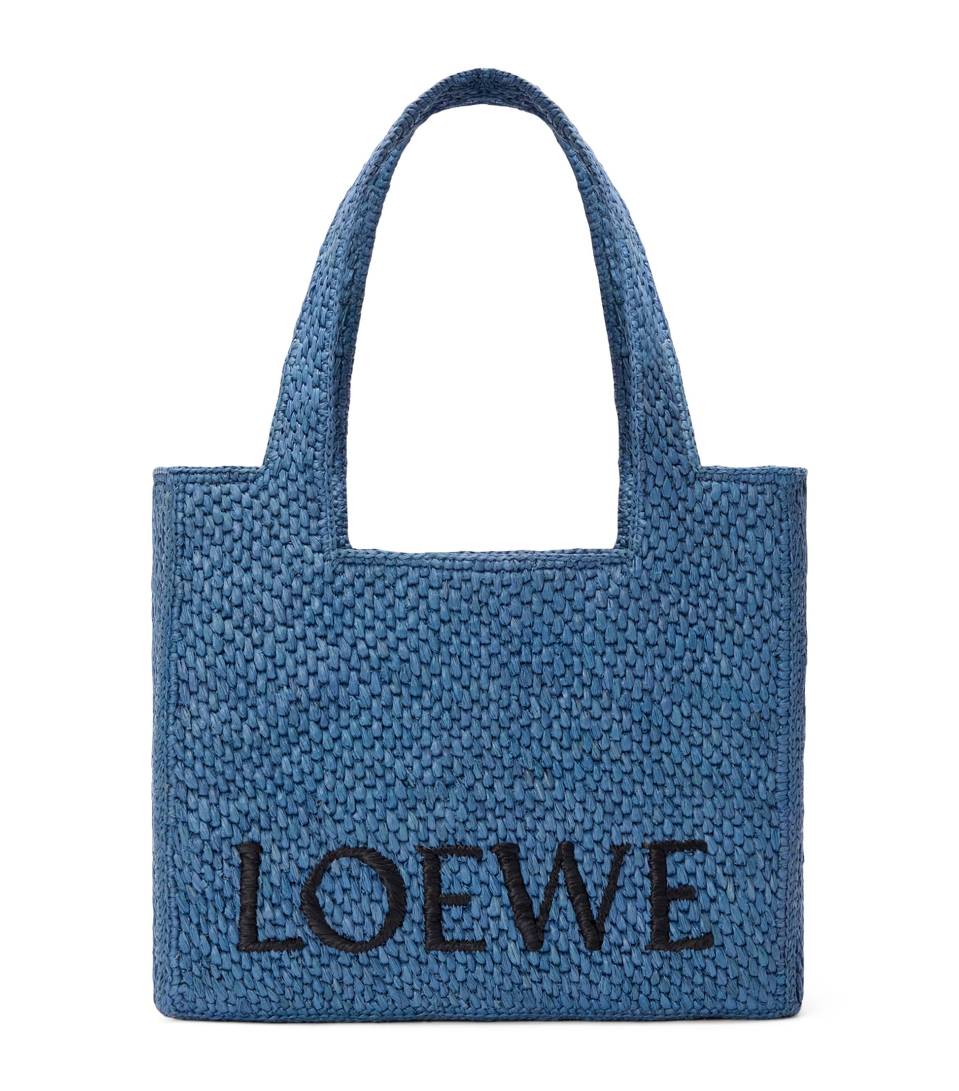 LOEWE Blue x Paula's Ibiza Medium Raffia Font Tote Bag