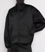 FEAR OF GOD ESSENTIALS Black Bonded Satin Bomber Jacket