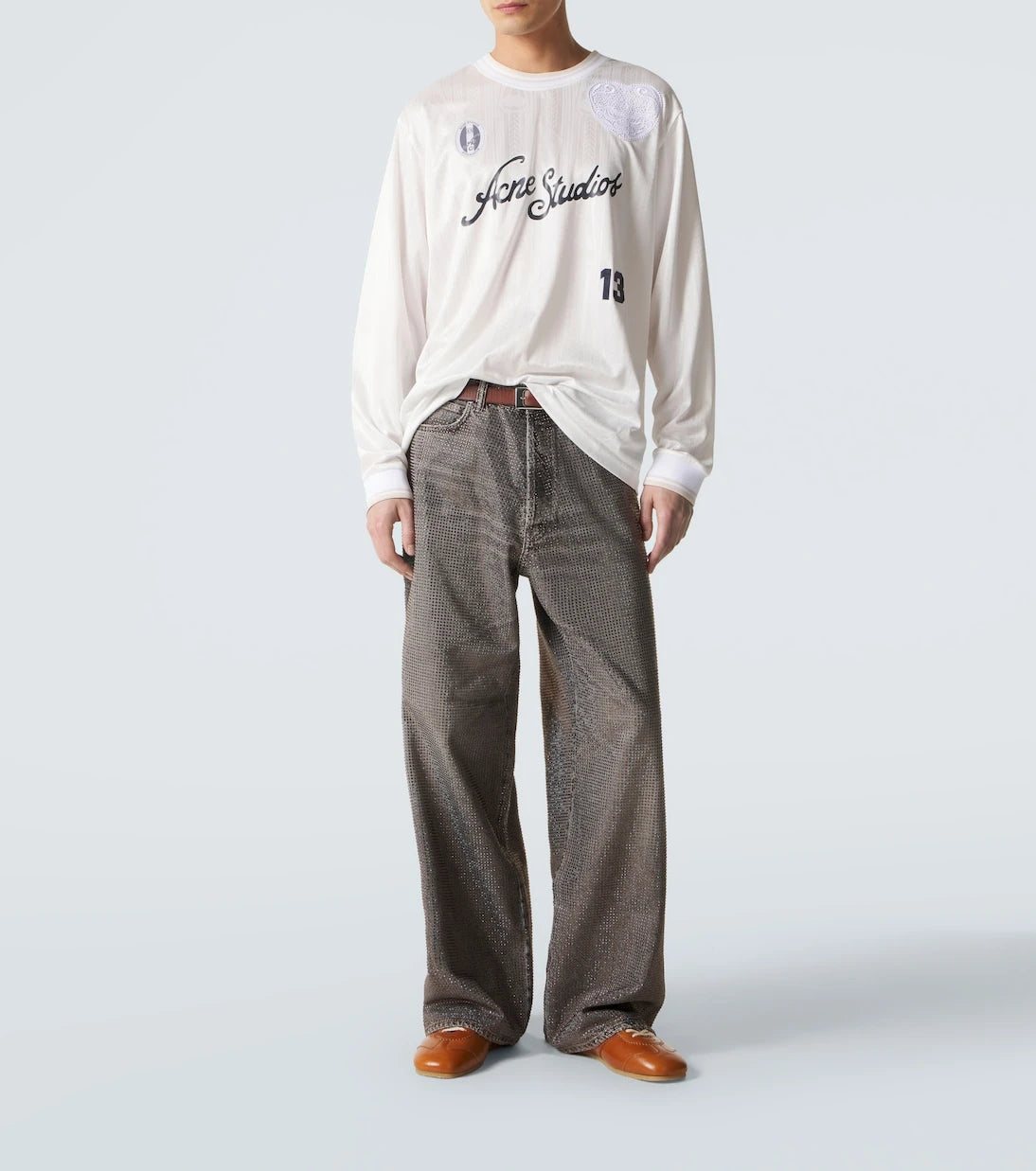 Acne Studios - تيشيرت مخطط بشعار العلامة
