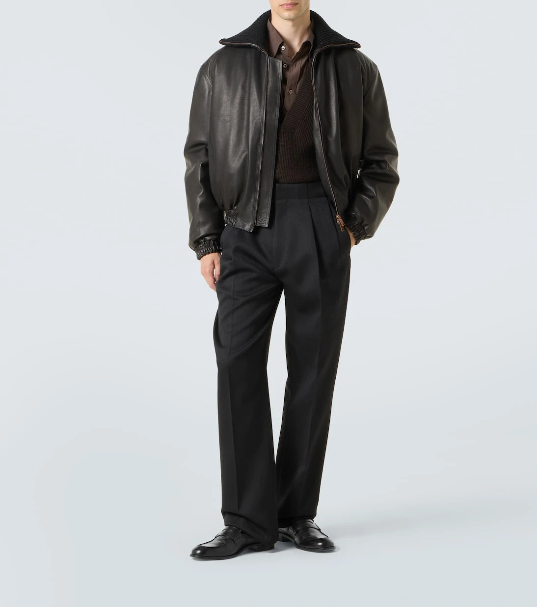 Zegna - Leather bomber jacket
