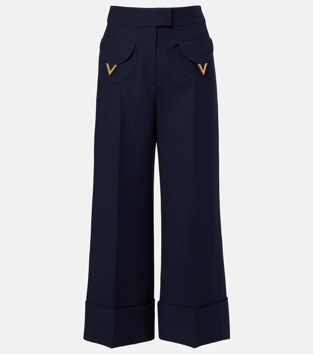 Valentino - Crepe Couture VGold wide-leg pants