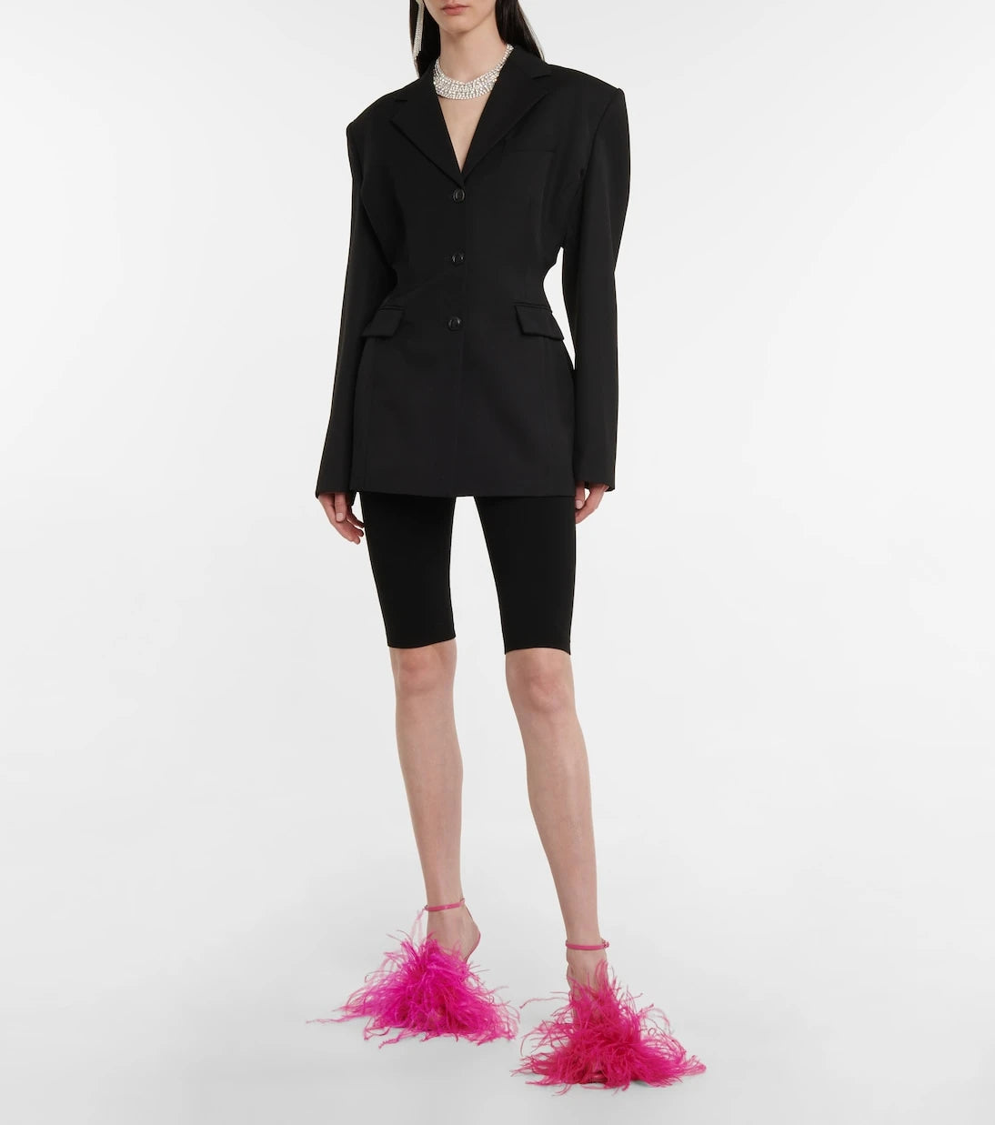 ماجدة بوتريم - شورت راكب الدراجة النارية عالي الخصر من الجيرسيه