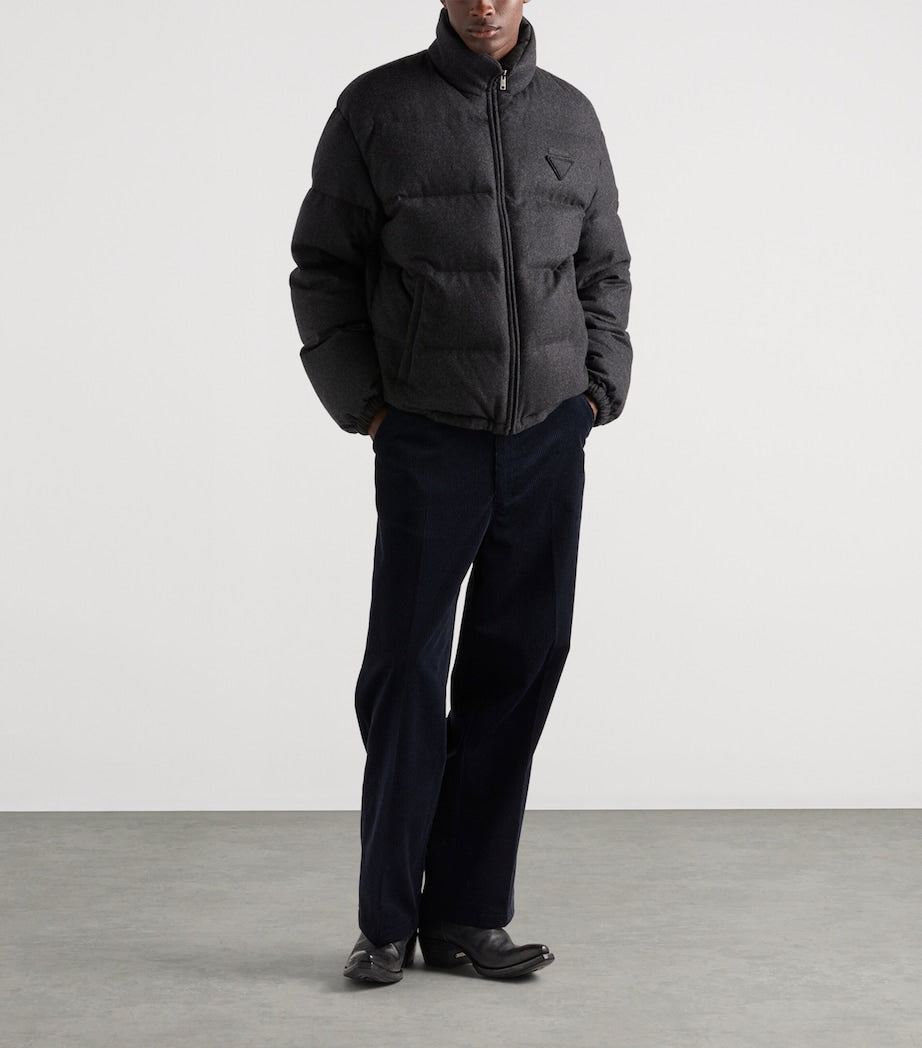 Prada Grey Cashmere-Down Puffer Coat