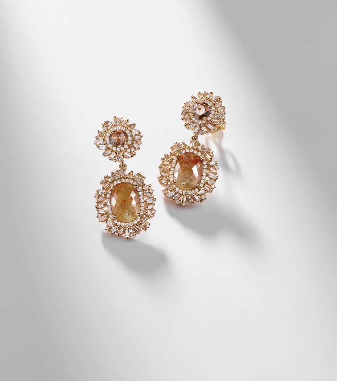 Suzanne Kalan - Doublet 18kt gold drop earrings with diamonds