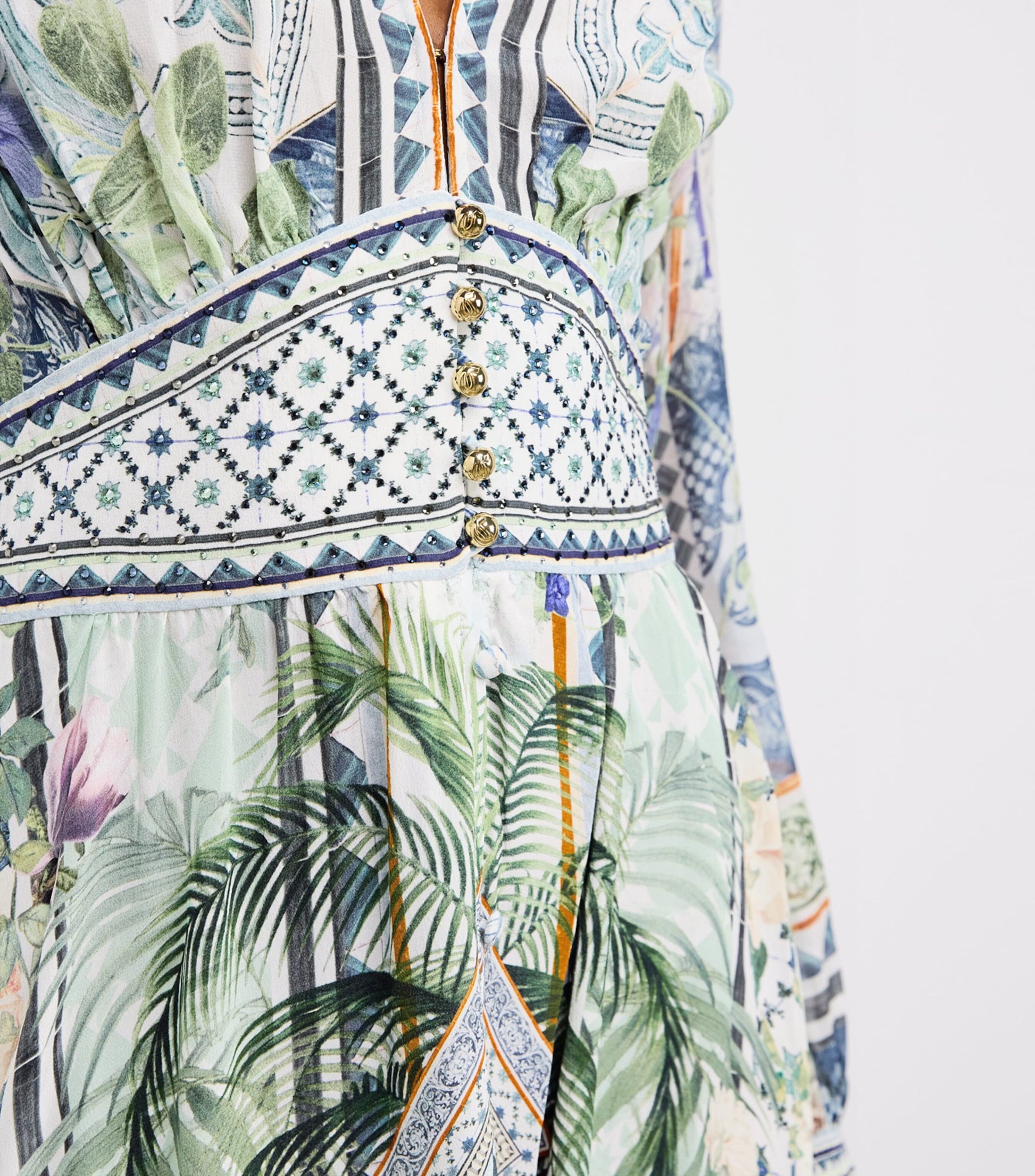 Blue Silk Jardim Party Maxi Dress