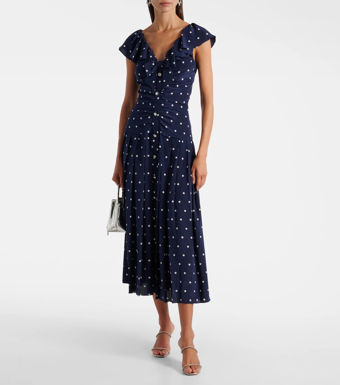 Alessandra Rich - Polka-dot ruffled silk midi dress