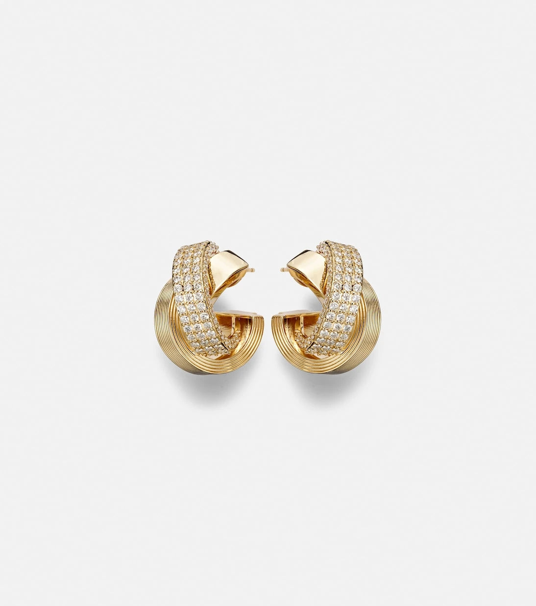 Sydney Evan - Tri-Link 14kt gold hoop earrings with diamonds