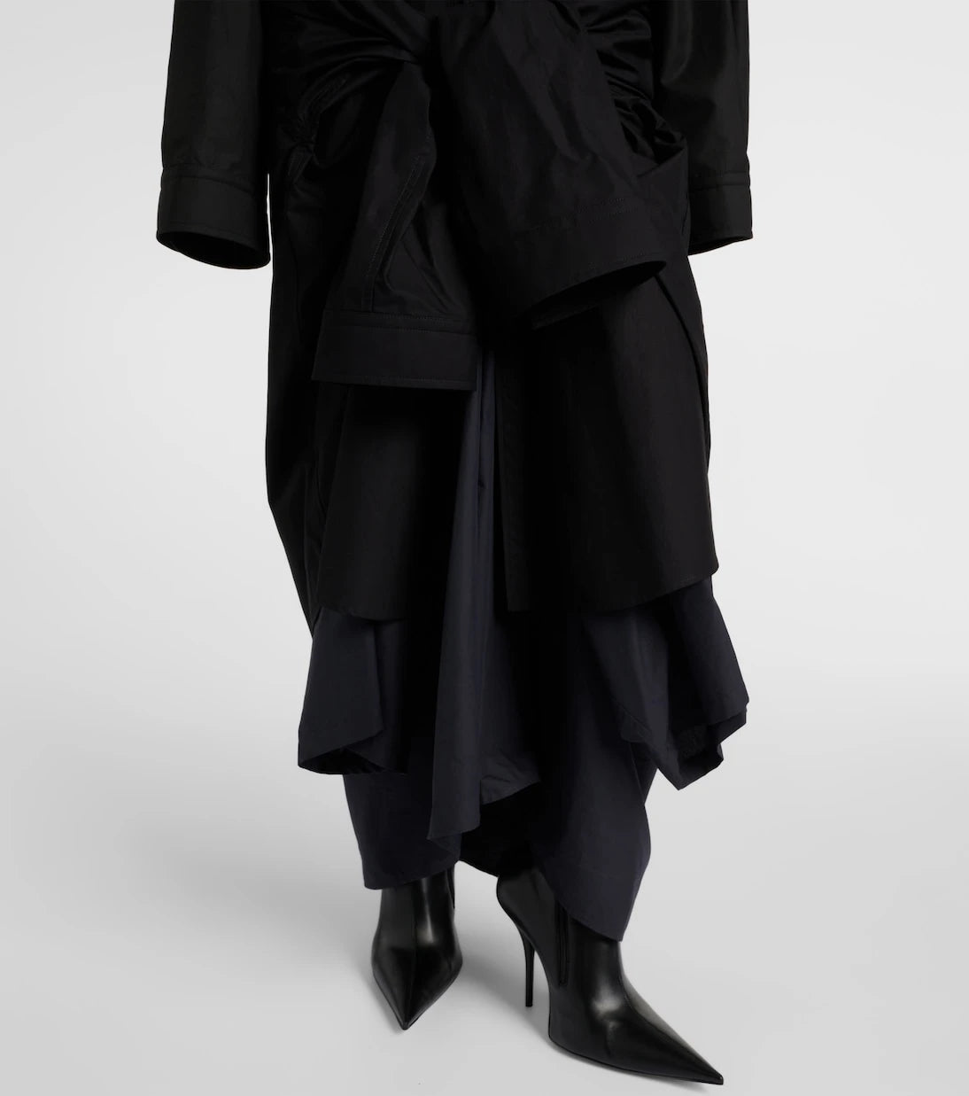 Balenciaga - Gathered tie-front cotton shirt dress