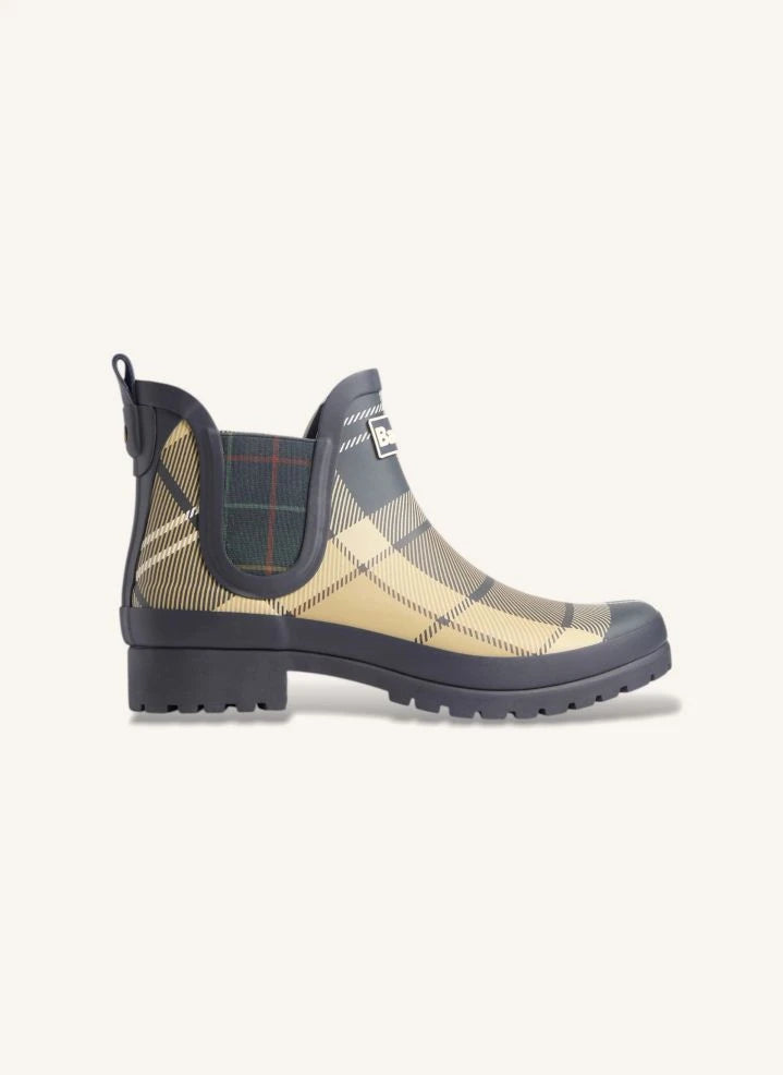 Barbour - Mallow Checkered Chelsea Welly Boots | Khaki
