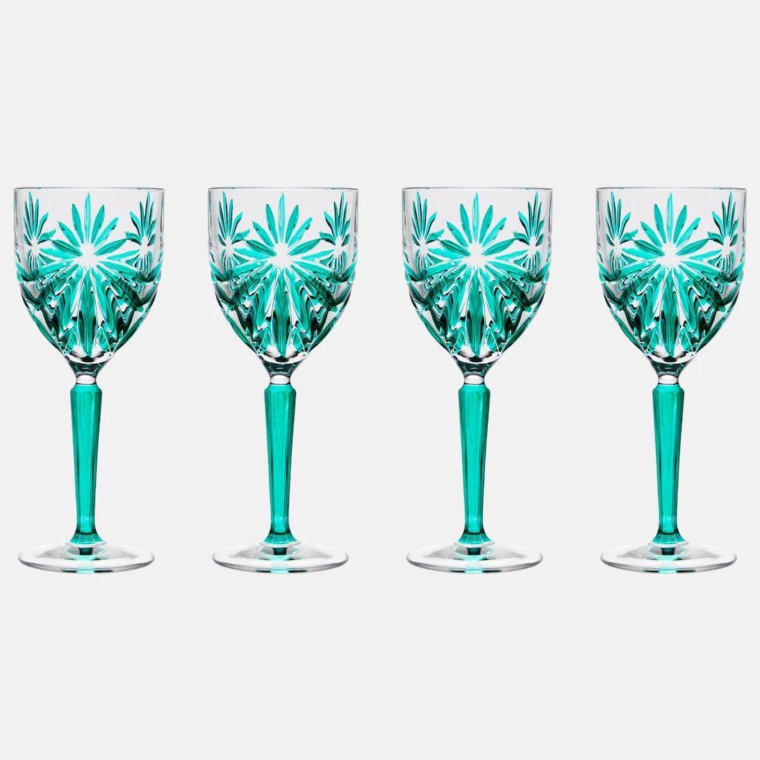Les-Ottomans - Set of 4 floral crystal wine glasses