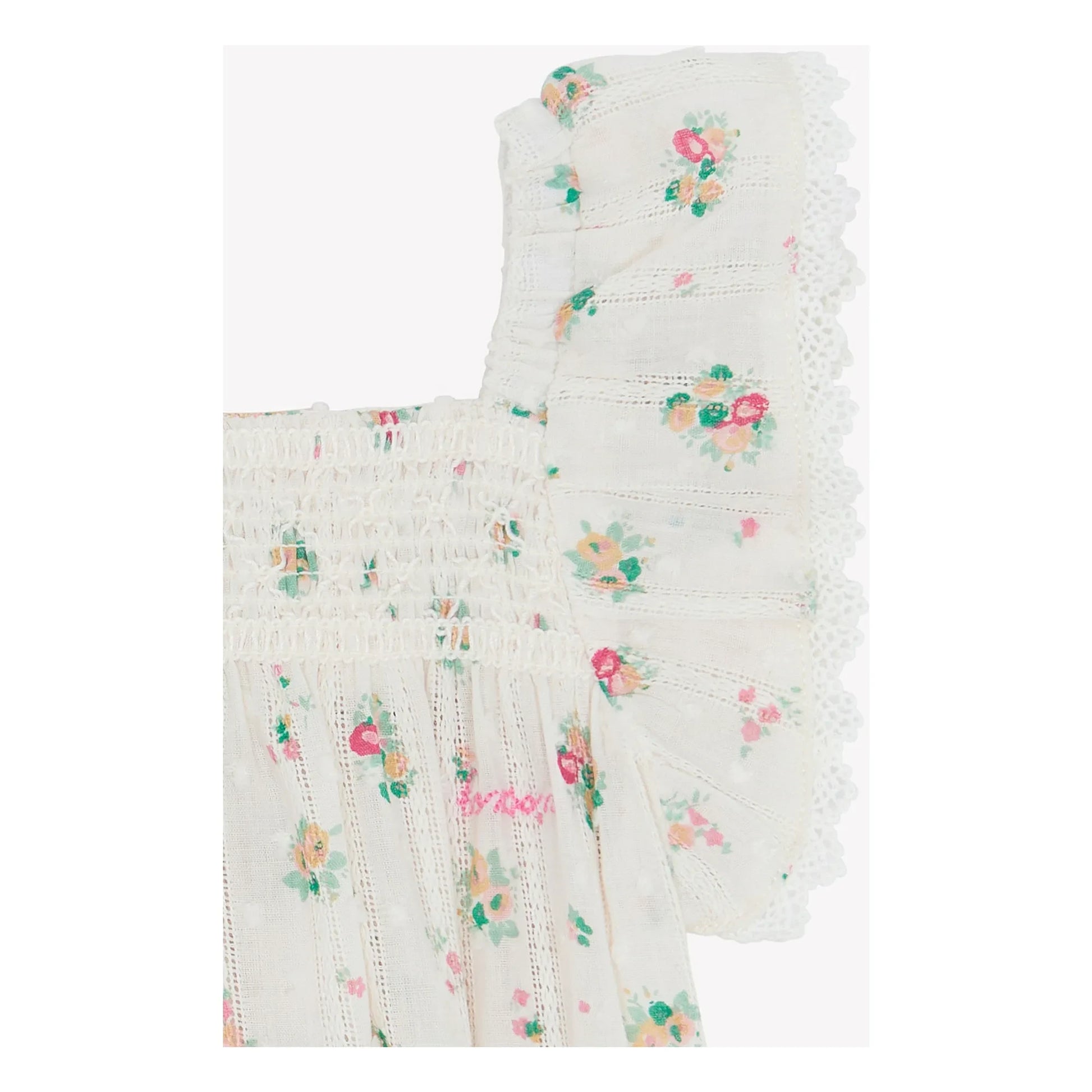 Bonton - Lalix Bouquets Smocked romper | White