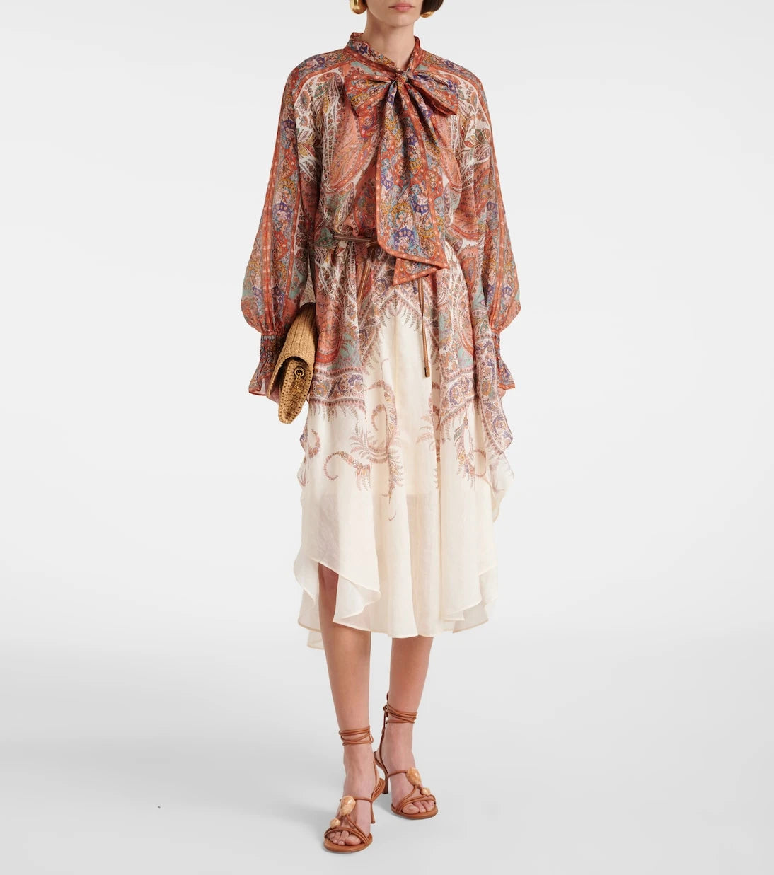 Zimmermann - Rhiannon tie-neck ramie midi dress