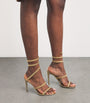 René Caovilla Gold Leather Serpent Heeled Sandals 105