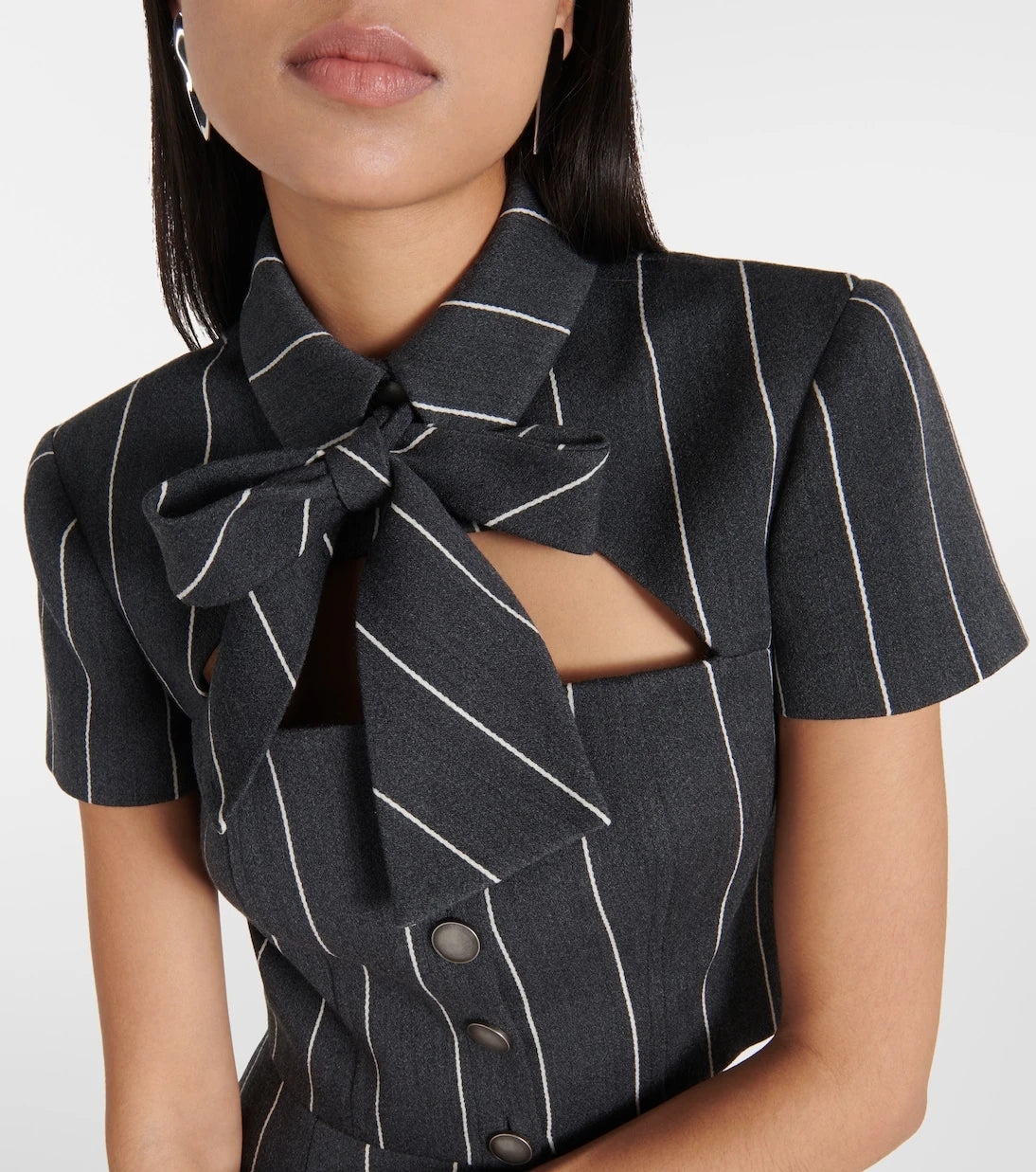 Alessandra Rich - Pinstripe cropped wool-blend jacket