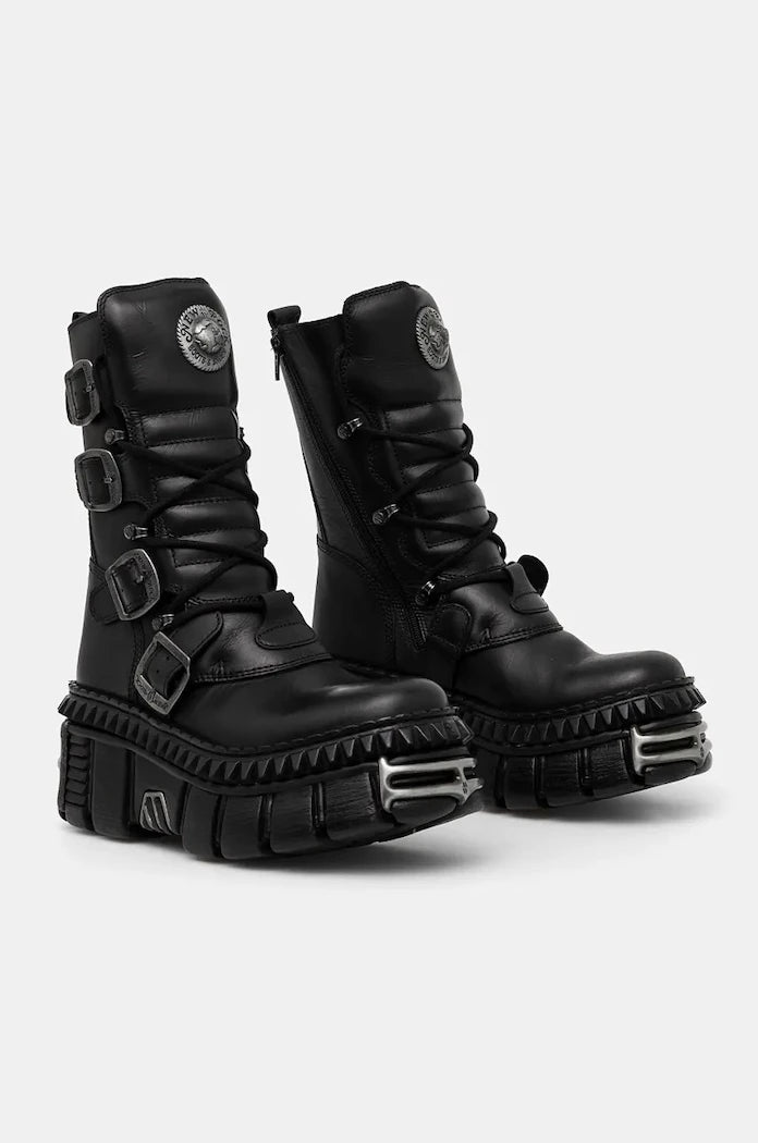 Кожени боти New Rock ITALI NEGRO NOMADA + TOWER CASCO + ACERO PICOS