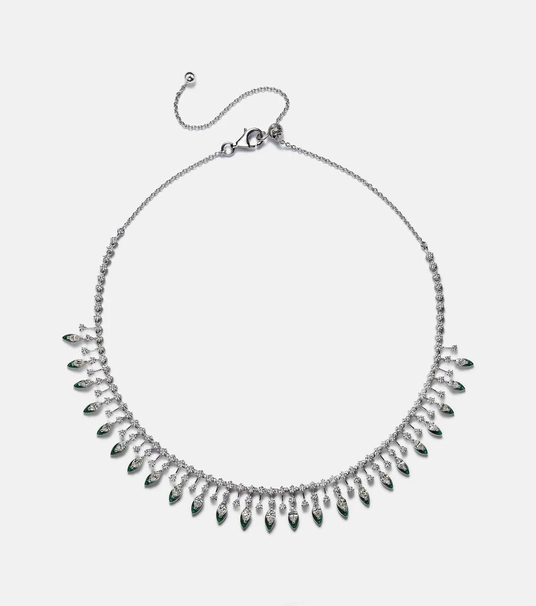 Kamyen - Drop 18kt white gold and enamel choker with diamonds