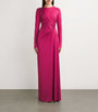Victoria Beckham Red Long-Sleeve Ruched Maxi Dress