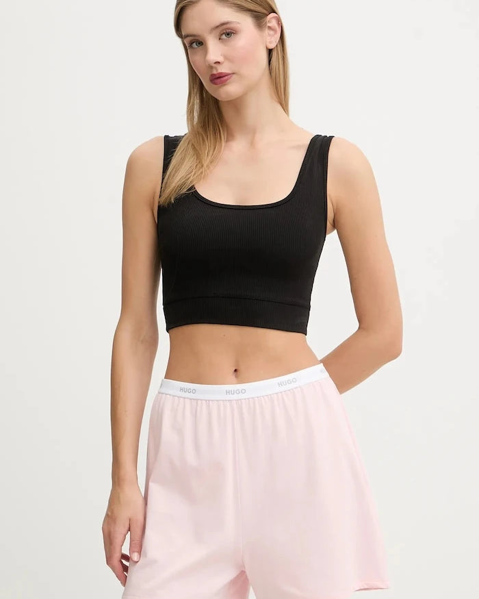 Pamuklu elastanlı kadın kısa pijama altı HUGO ID SHORTS