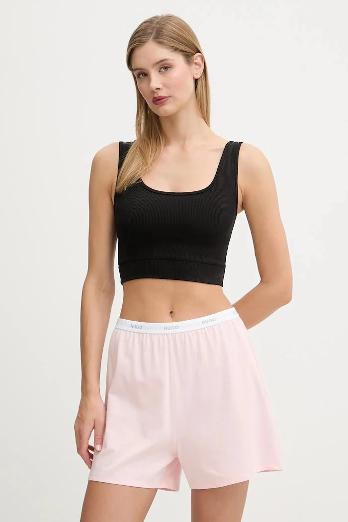Pamuklu elastanlı kadın kısa pijama altı HUGO ID SHORTS