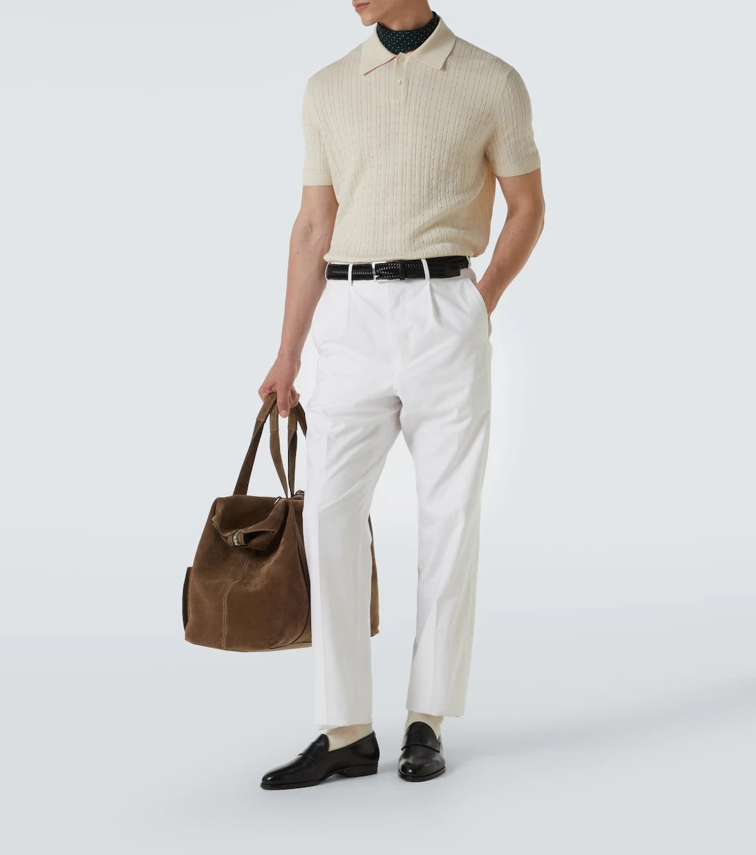 Dunhill - Cable-knit cotton and silk polo shirt