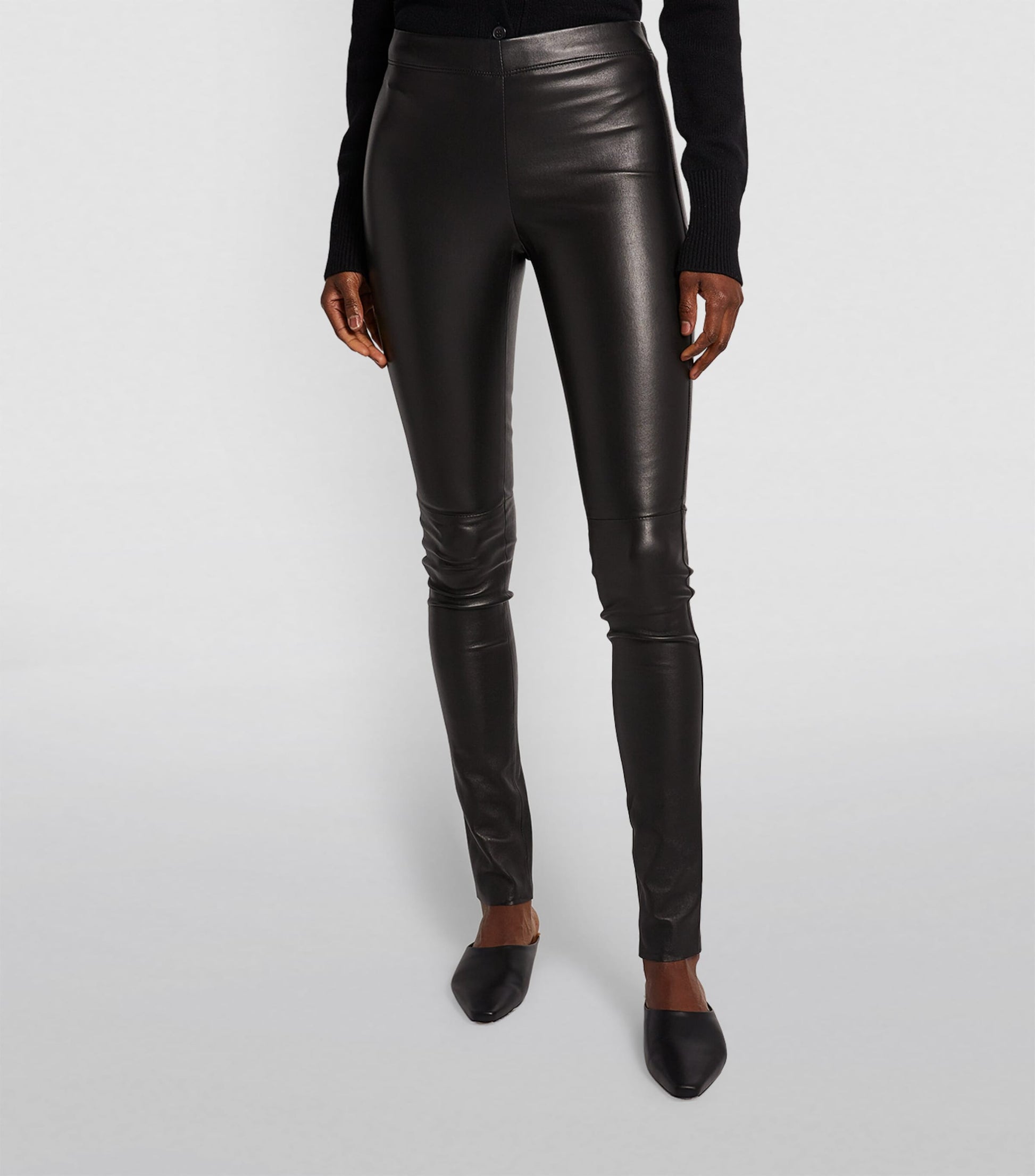 Joseph Black Leather Stretch Leggings