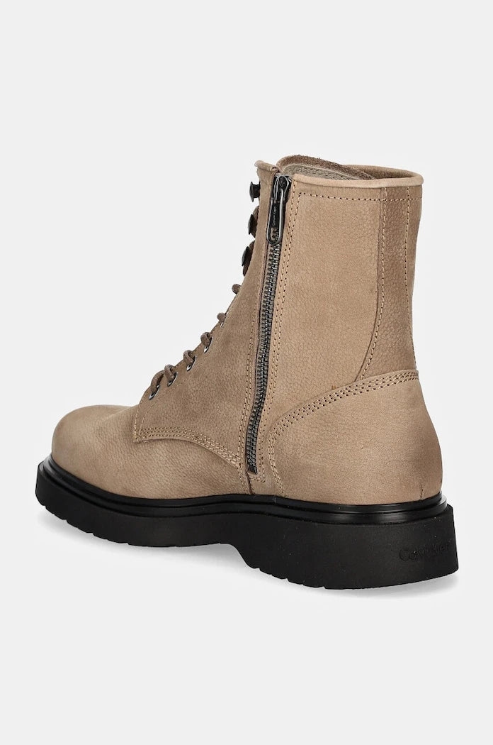 Велурени обувки Calvin Klein LACE UP BOOT W/ ZIP SUEDE
