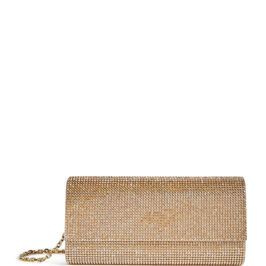 Satin Crystal-Embellished Perry Clutch Bag