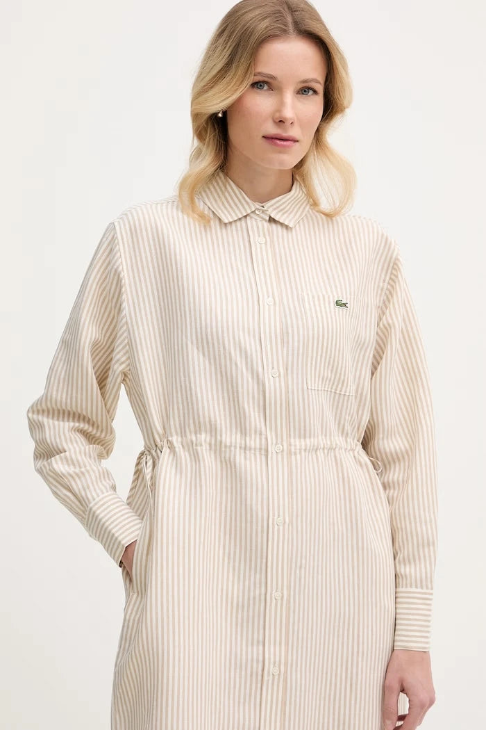 Lacoste Рокля тип риза с лен