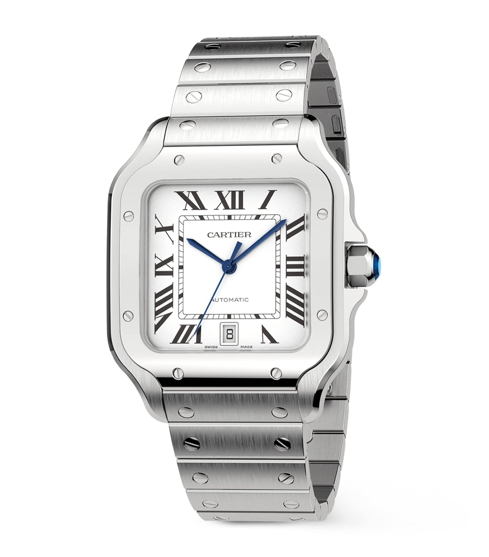 Large Steel Santos de Cartier Watch 39.8mm