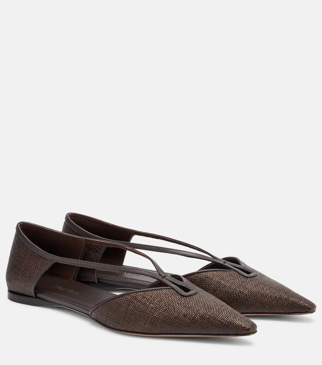 Max Mara - Volpino leather-trimmed woven ballet flats