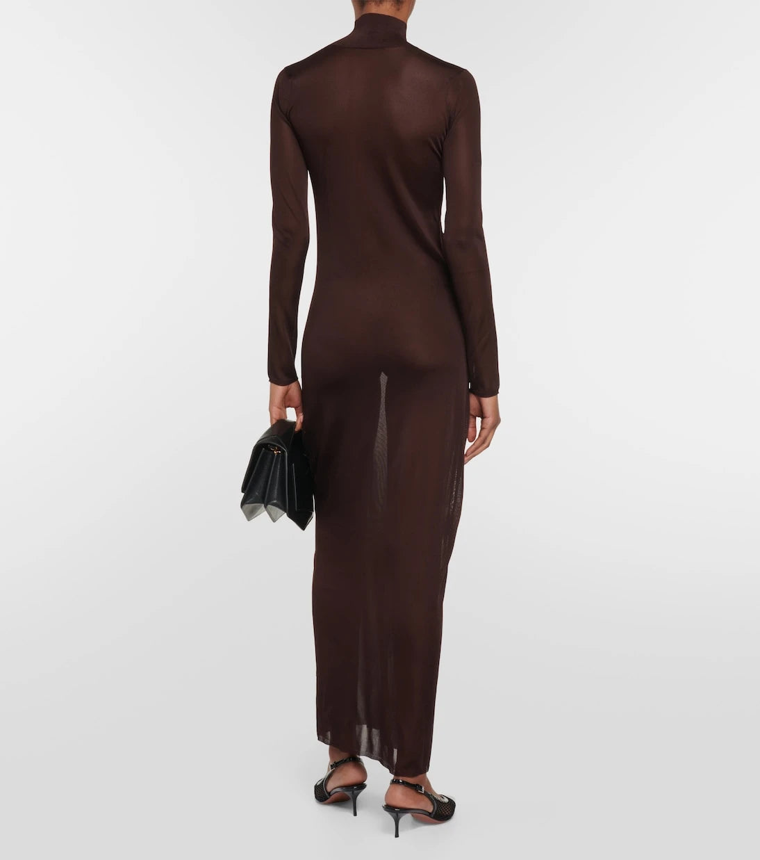 Alaïa - فستان ماكسي محبوك بياقة عالية