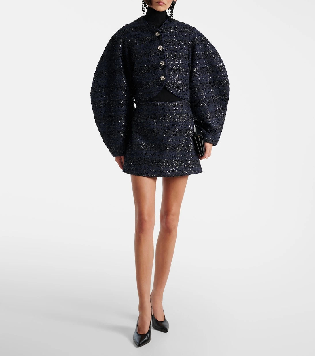 Rotate - Sequined bouclé miniskirt