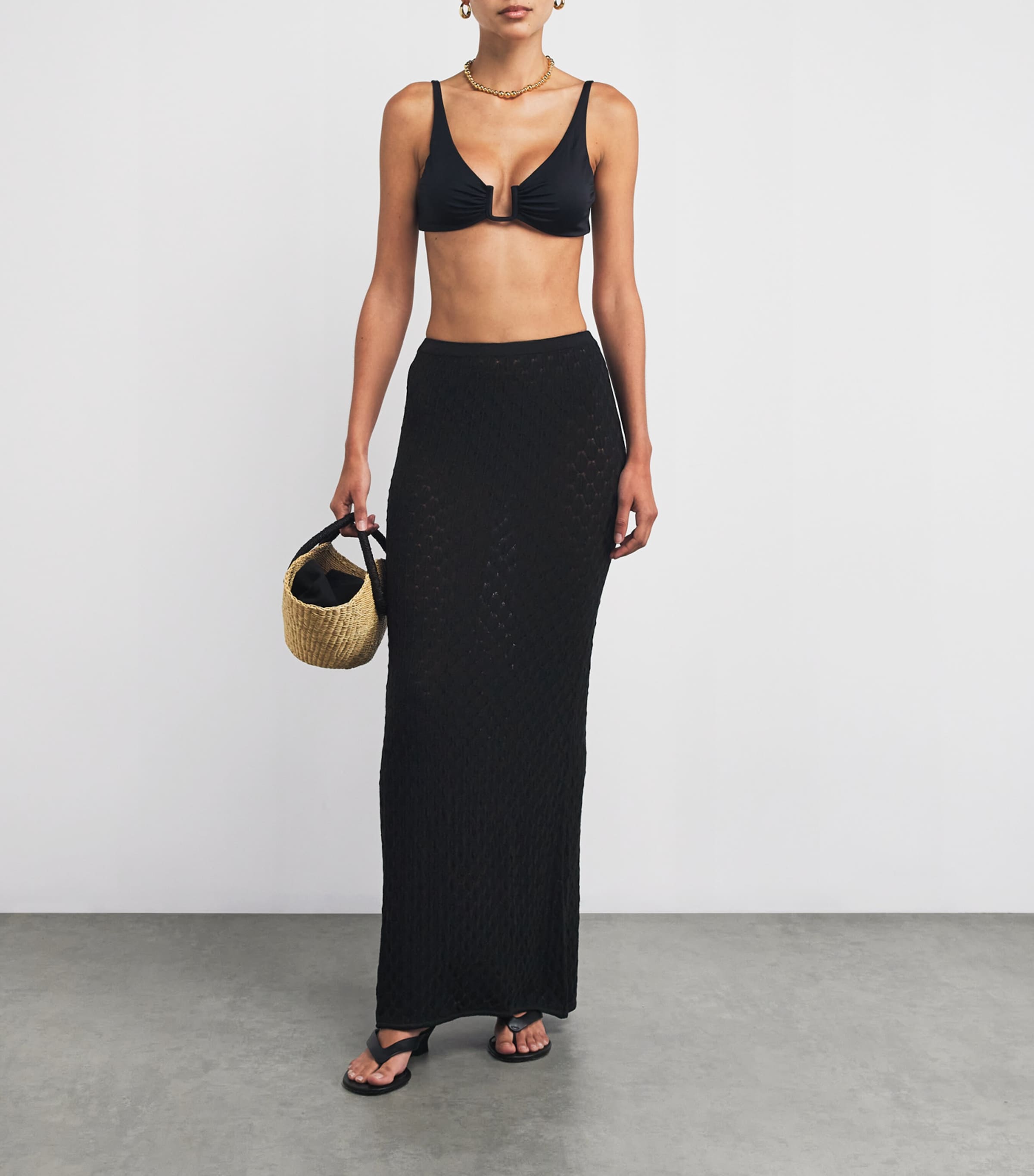Black Crochet St. Lucia Maxi Skirt