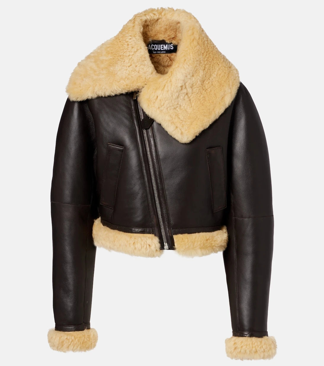 Jacquemus - Aviatore cropped shearling-trimmed leather jacket