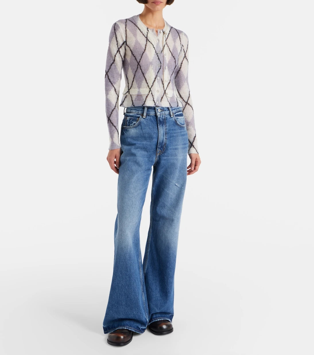 Acne Studios - جينز بقصة ساق واسعة وخصر مرتفع