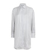 Max Mara White Silk Stripe Mini Shirt Dress