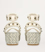 Valentino Garavani White Leather Rockstud Espadrille Sandals 45