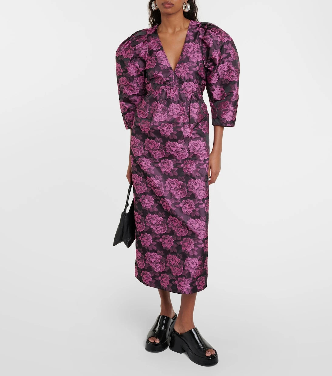 Ganni - Floral jacquard midi dress