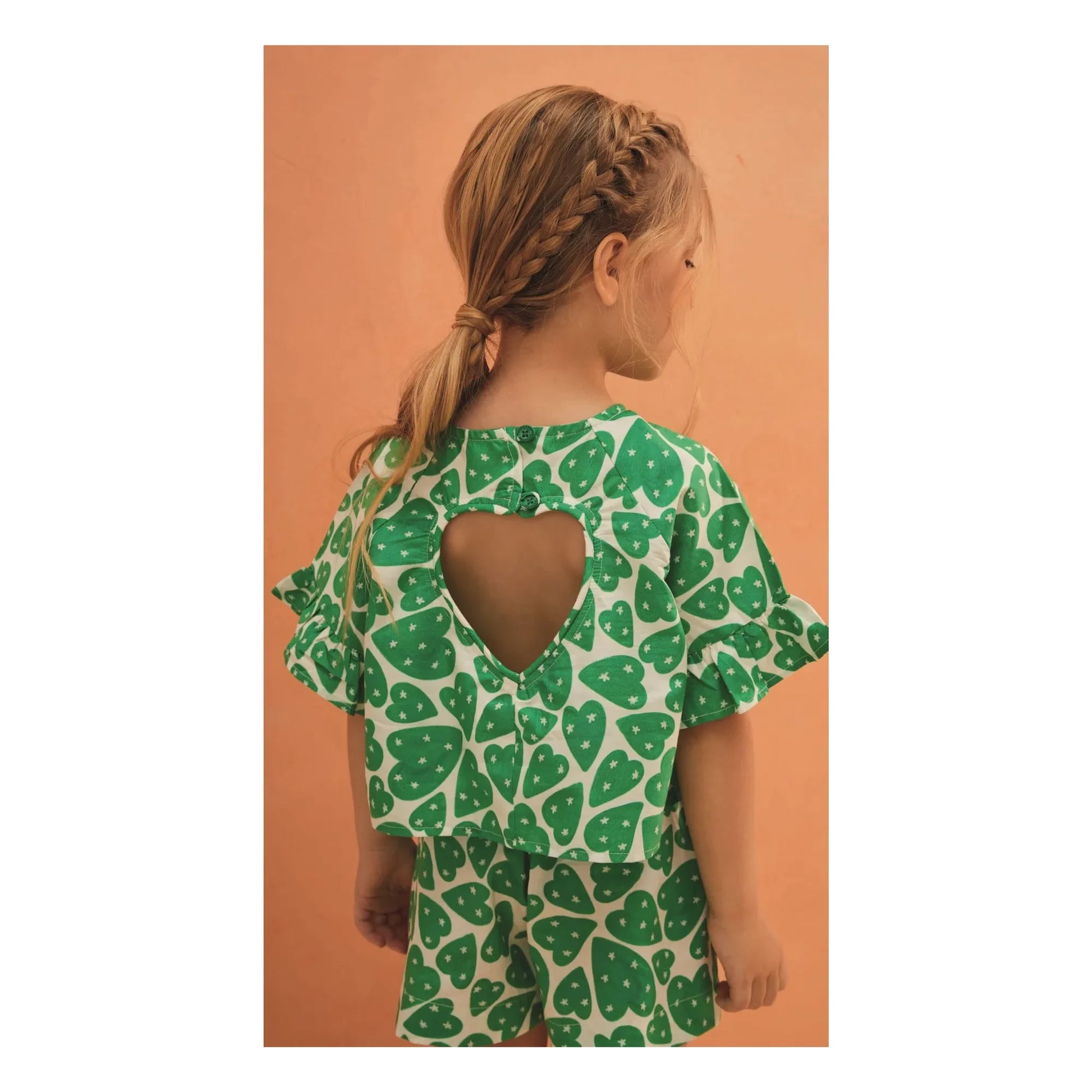 Fabula - Blouse Crop Cœurs | Green